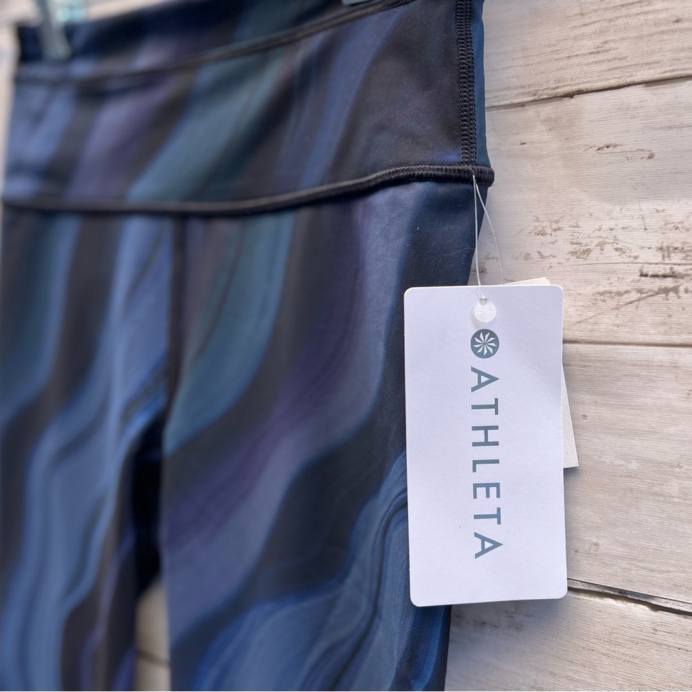 NEW Size XS Athleta Accelerate Geode Crop Blue High Rise Capri Leggings - Picture 3 of 10